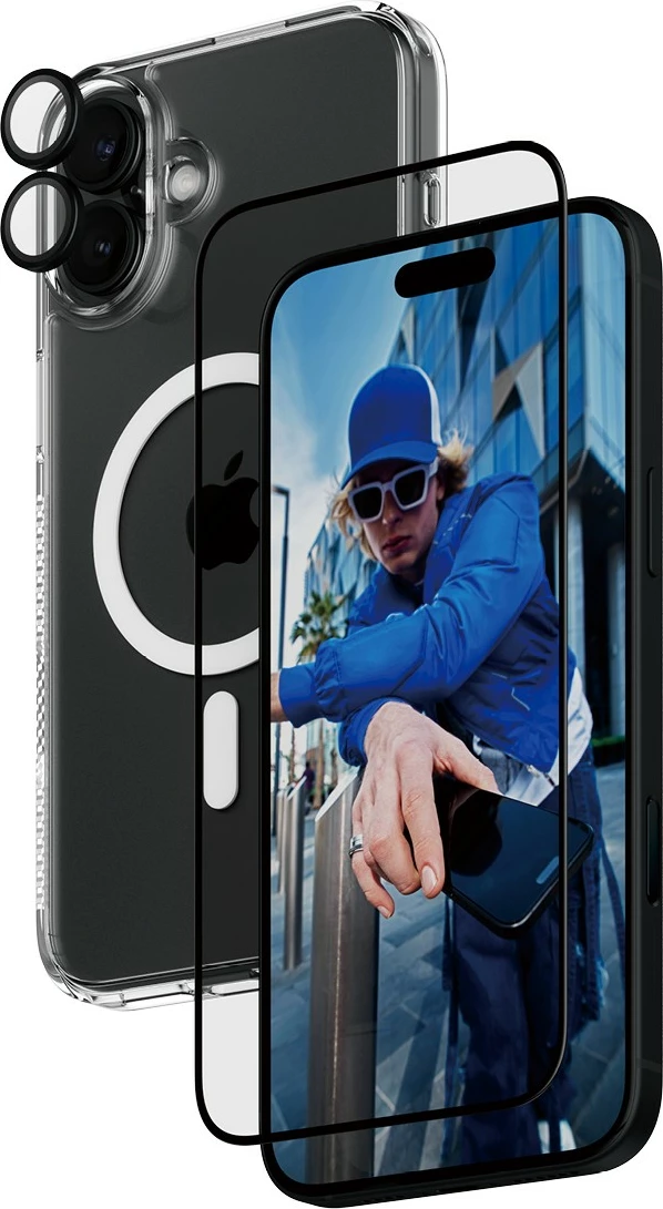 Mbështjellës PanzerGlass për iPhone 16 Plus, 3-në-1, transparent