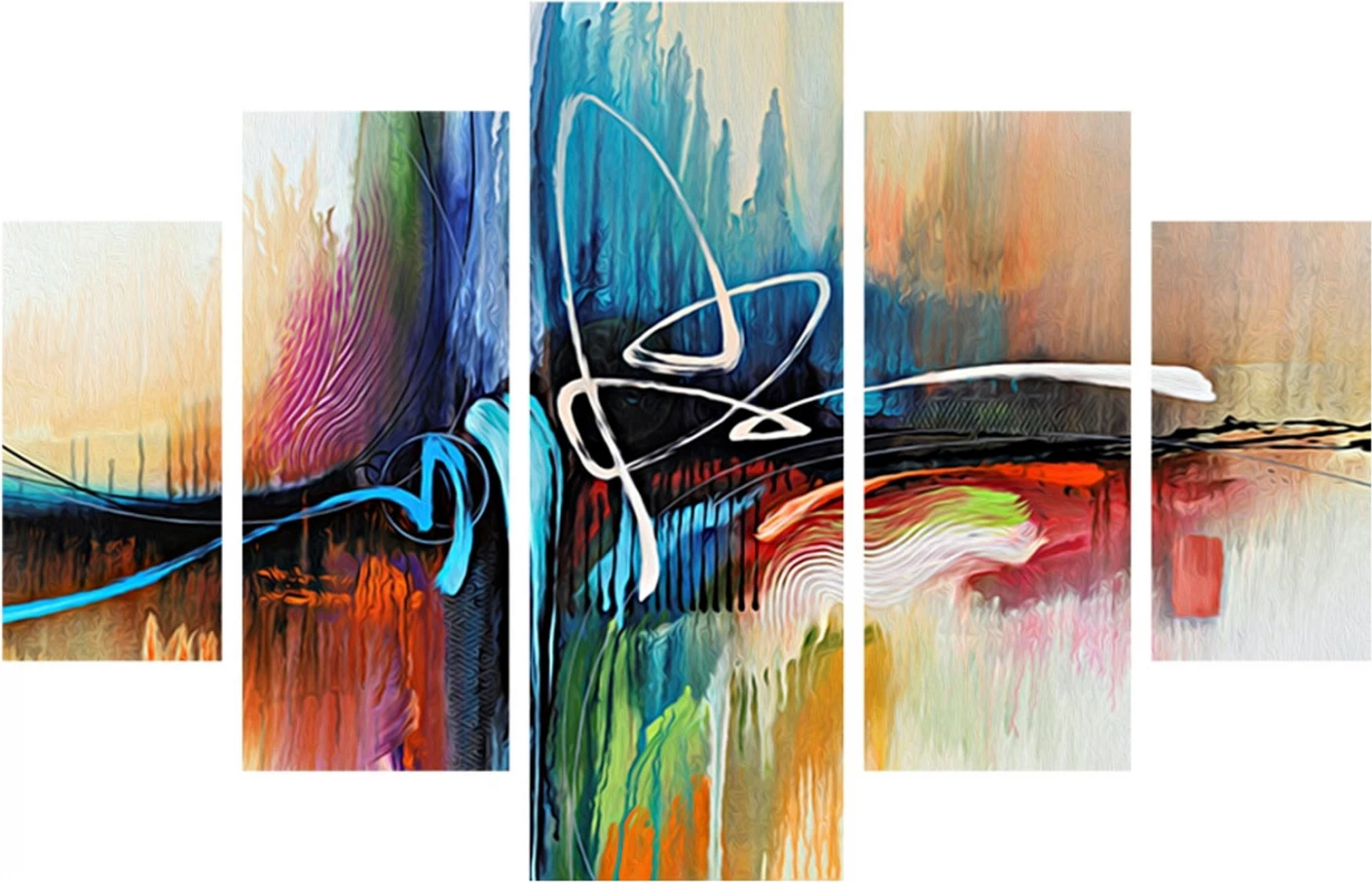 Set me 5 piktura dekorative abstrakte FH7202.02, printim në MDF, 82x56 cm