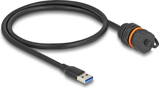 Kabl USB DeLOCK USB-A (mashkull) në USB-A (femër), panel mount M20, IP68, USB 3.2 Gen1 5Gbps, 0.6 m, zi