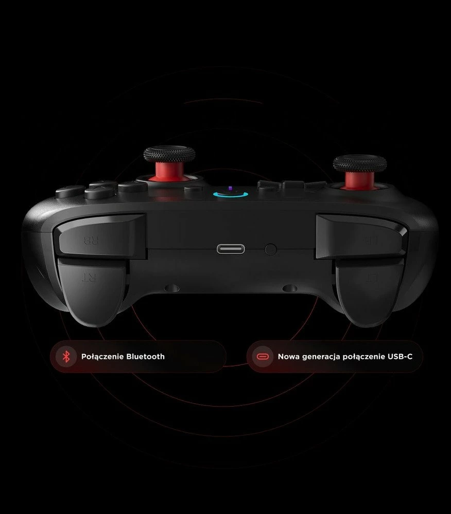 Gamepad Rampage Hydra HYDRA-BLACK me RGB, wireless/USB (Bluetooth/2.4GHz), 21 butona, për PC/Switch/telefon, i zi