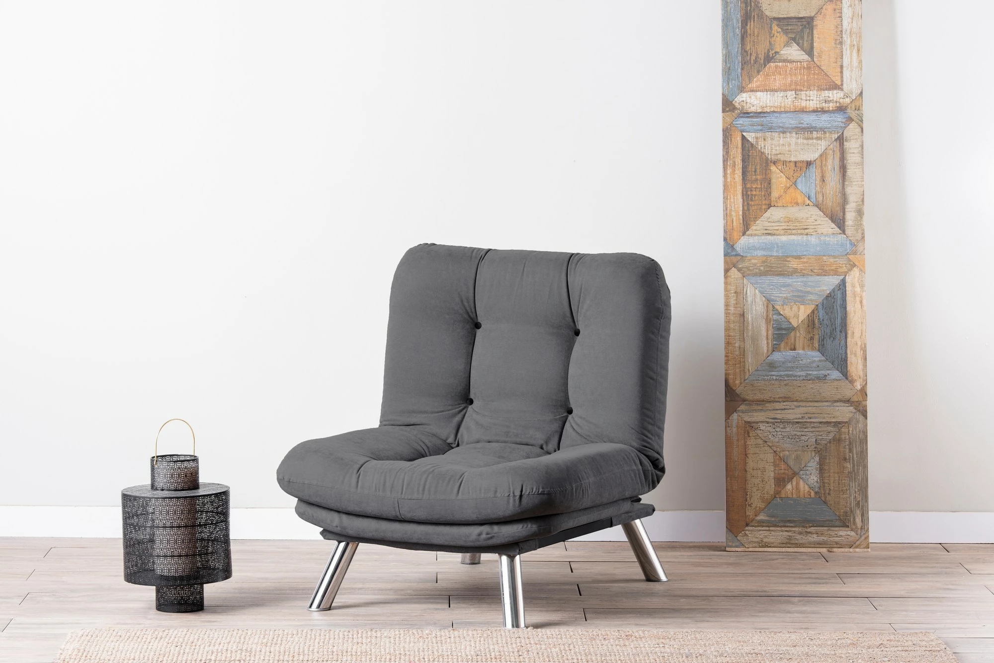 Karrige një vendëshe, Atelier del Sofa, Misa Solo, ngjyrë gri