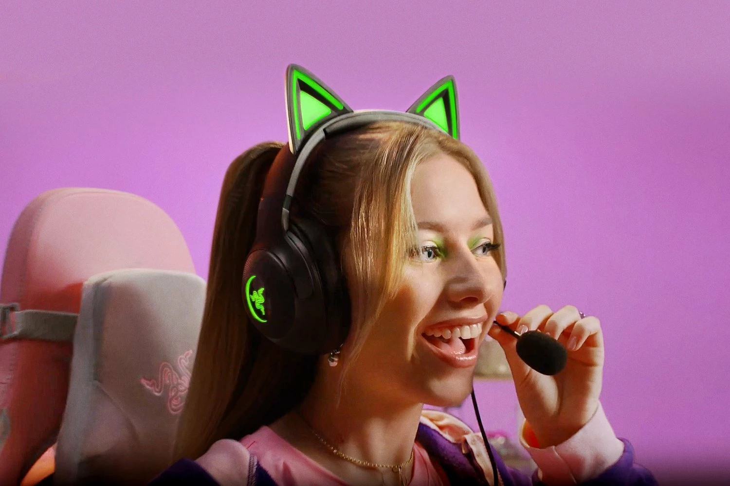Kufje Razer Kraken Kitty V2 RZ04-04730100-R3M1, USB me kabllo 2 m, 7.1 surround, Chroma RGB, të zeza