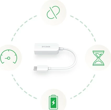Adapter D-Link USB-C në Ethernet 2.5G DUB-E250, i bardhë