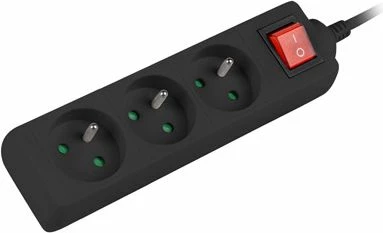 Zgjatues rryme Lanberg PS1-03E-0300-BK, 3 priza, 3 m, me ndërprerës, 2500 W, zi