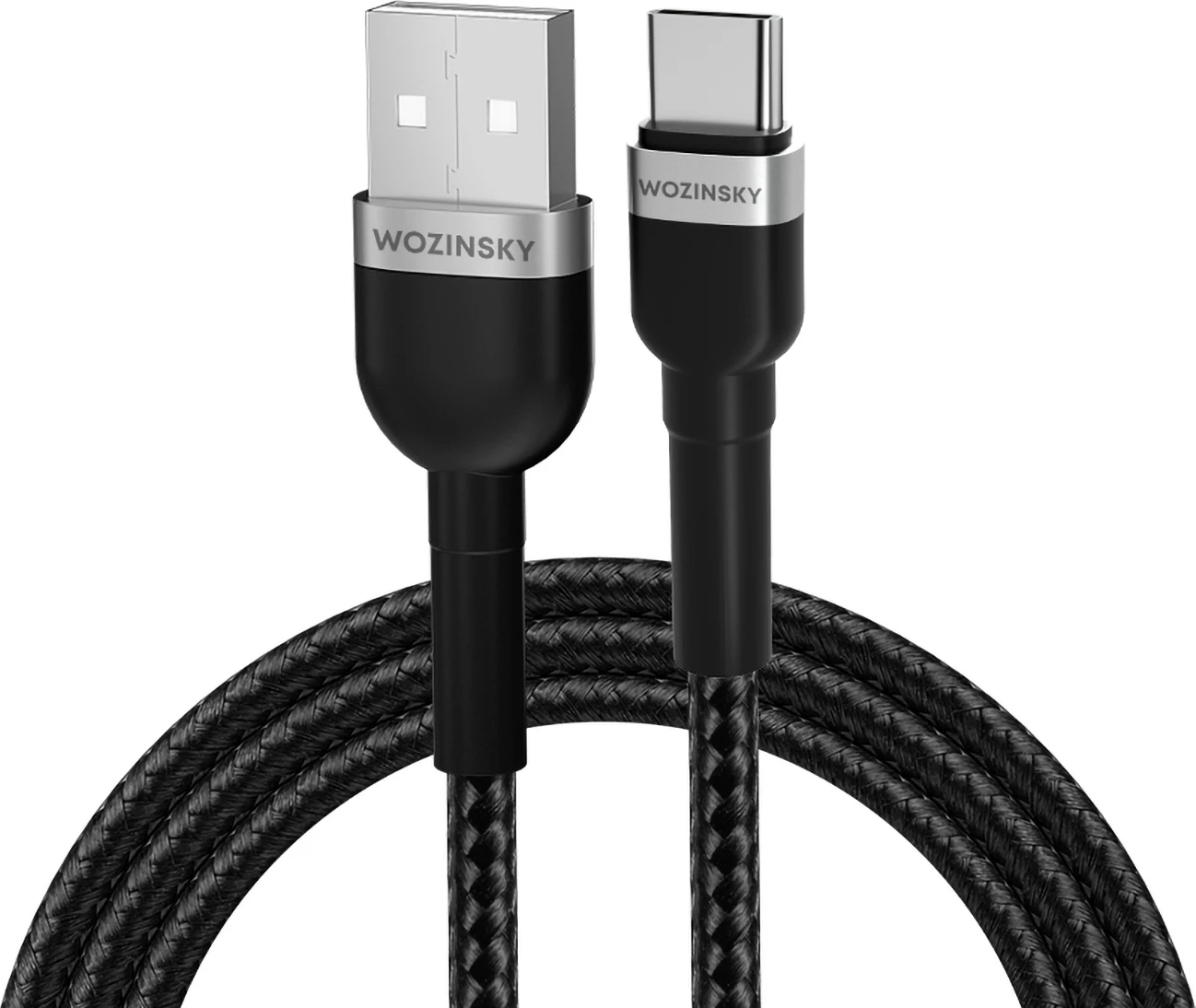 Kabllo USB Wozinsky WNBAC2, USB-A në USB-C, 2 m, 2.4A, najlon, e zezë