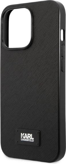 Mbështjellës Karl Lagerfeld KLHCP13XSFMP2K për iPhone 13 Pro Max 6.7", i fortë, lëkurë saffiano, i zi