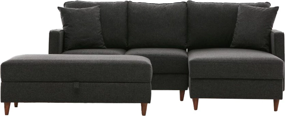 Këndare Eva, ngjyrë antracit, me pouf, Atelier del Sofa