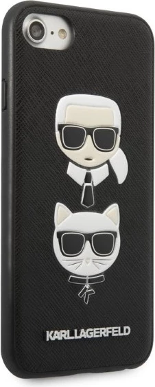 Mbështjellës Karl Lagerfeld Saffiano Karl&Choupette Head për iPhone 7/8/SE 2020/SE 2022, i zi
