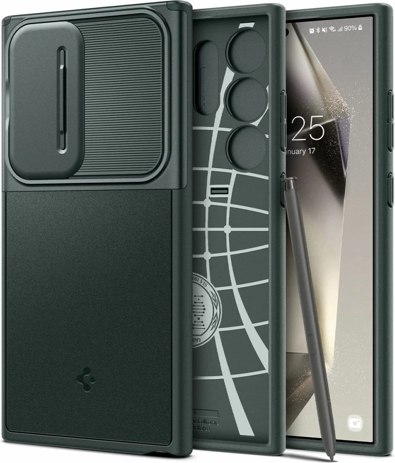 Mbështjellës Spigen Optik Armor për Samsung Galaxy S24 Ultra, Gjelbër e errët
