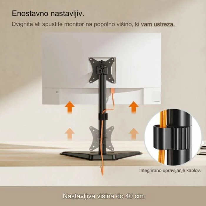 Mbajtës monitori desktop i rregullueshëm VONHAUS 3000241, 13"-32", VESA 75x75/100x100, max 9 kg, i zi