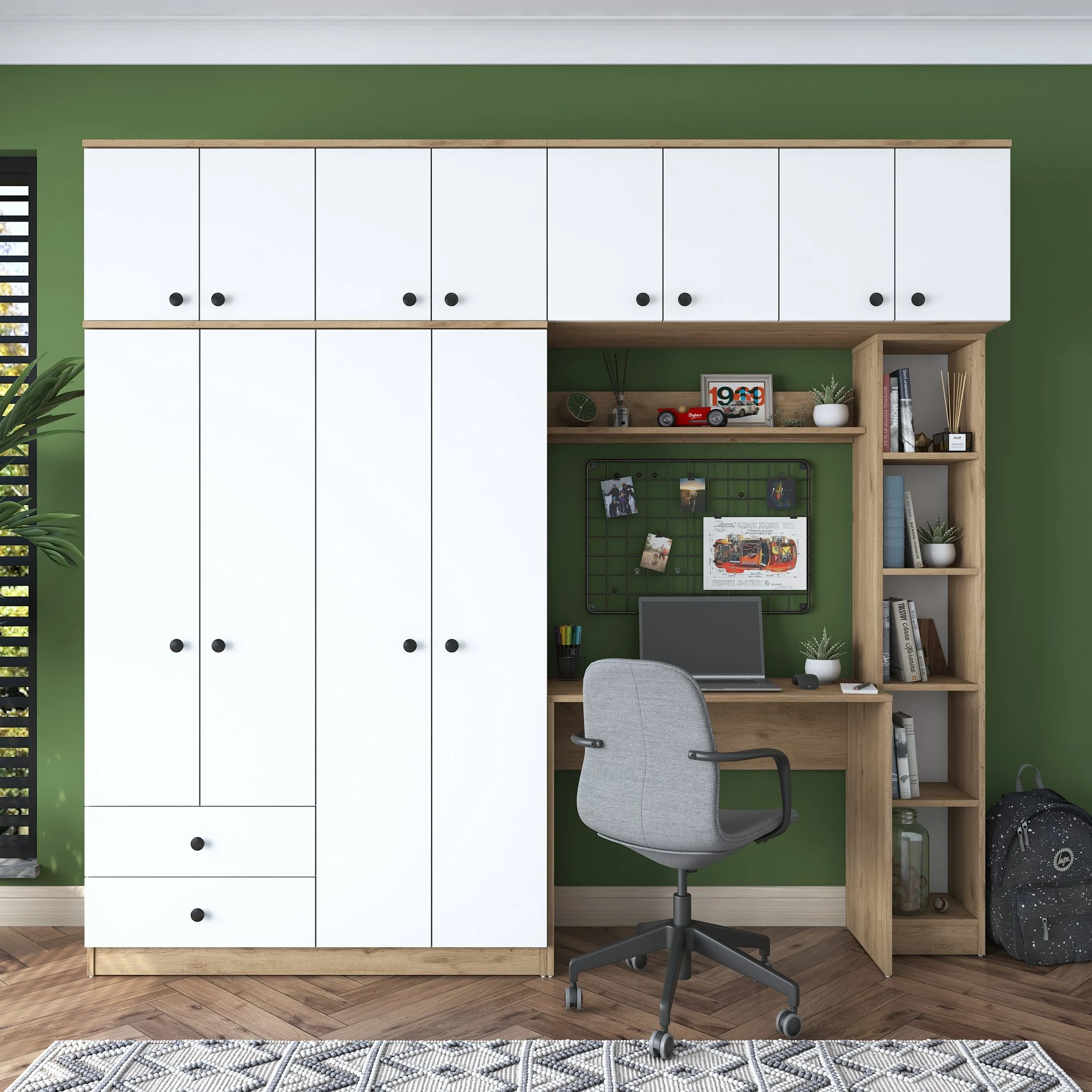 Set dhome për studim, ngjyrë arrë dhe e bardhë, BA122 - 2697
