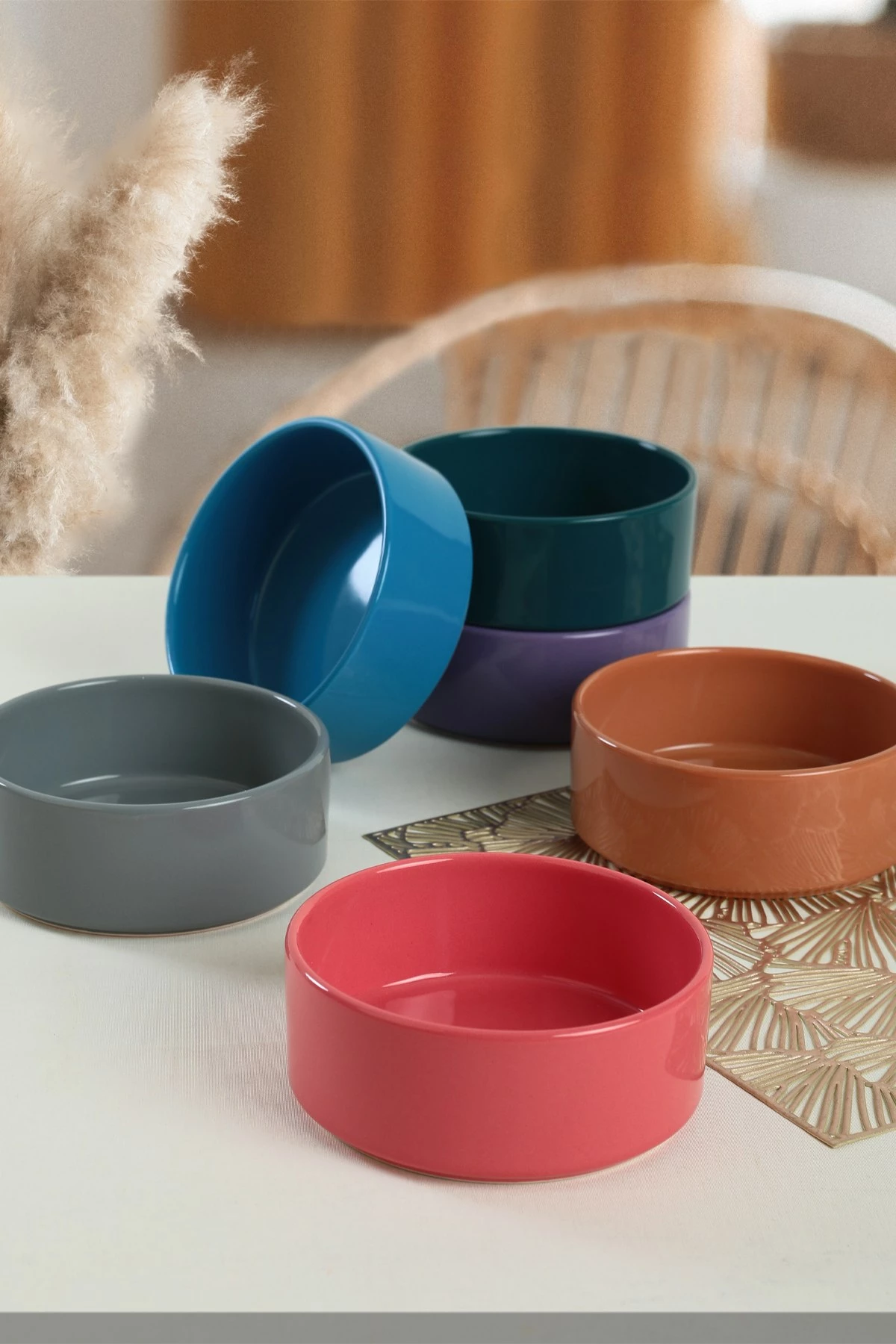 Set tasash qeramike, shumëngjyrëshe, Hermia Concept, 6 copë, 14cm, 520cc