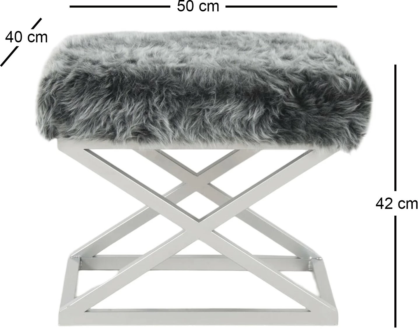 Puf Atelier del Sofa, pelush Capraz, argjend, gri