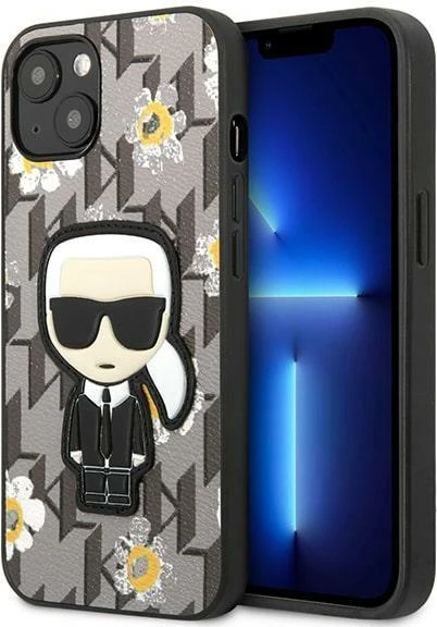 Mbështjellës Karl Lagerfeld Flower Ikonik Karl për iPhone 13 mini, Gri