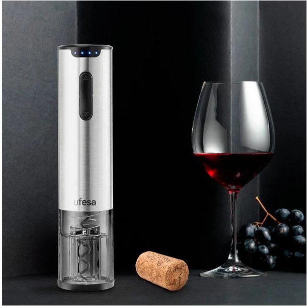 Set hapëse elektrike shishe vere UFESA EasyClassy MPN 73206050, karikim USB-C, 40+ shishe/karikim, argjend/e zezë, set me aksesorë