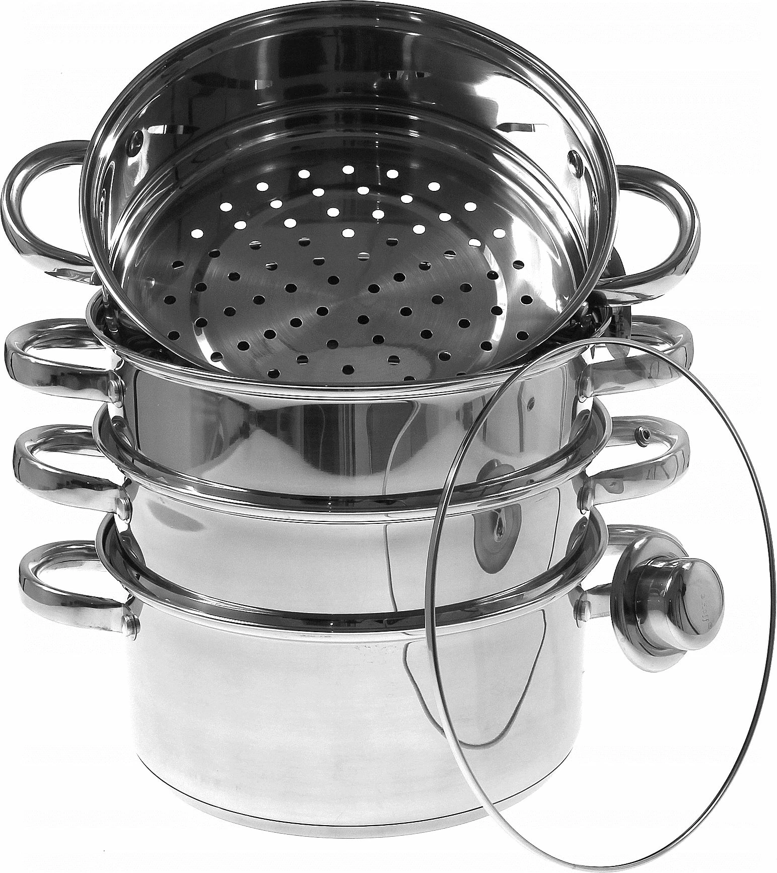 Tenxhere për avullim KingHoff KH-3320, 24 cm, 5 L, 3 inserte, inox