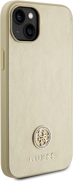 Mbështjellës Guess 4G Strass Metal Logo për iPhone 15, Gold