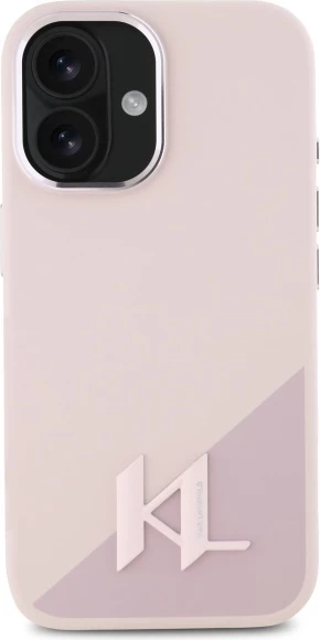 Mbështjellës Karl Lagerfeld Silicone Shadow Metal Initial MagSafe për iPhone 16, Rozë