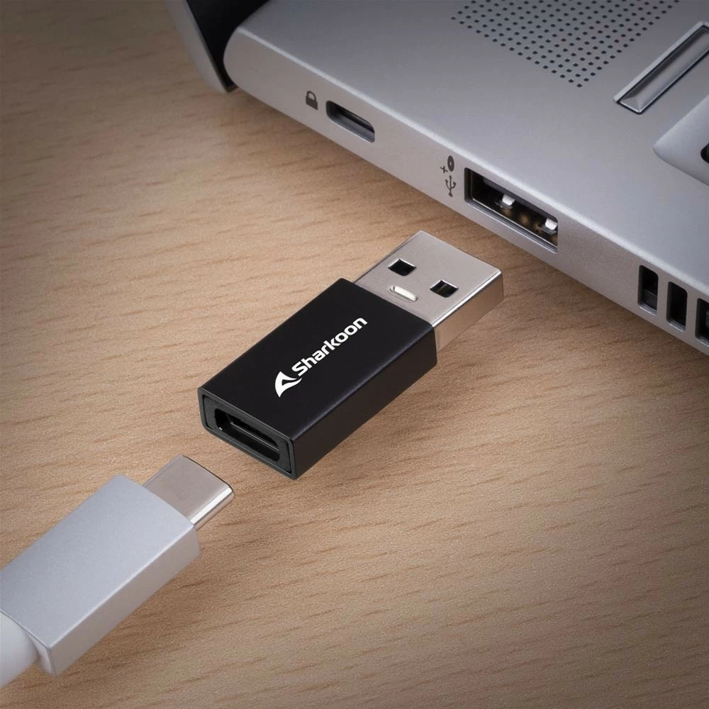 Adapter USB Sharkoon OfficePal, USB-A në USB-C / USB-C në USB-A, 2 copë, e zezë