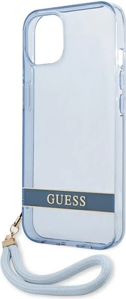 Mbështjellës Guess GUHCP13SHTSGSB për iPhone 13 mini, Hardcase, Translucent Stap, Kaltër