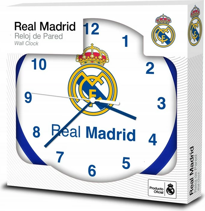 Orë muri, Real Madrid, RM00001, 25 cm, plastike, bateri AA, blu/bardhë