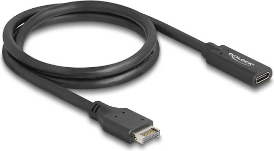 Kabllo DeLOCK USB Type-E 20-pin (Key A) në USB-C, USB 3.2 Gen2 10Gbps, 0.7m, e zezë
