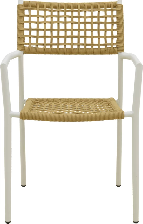 Karrige me krahë Castal, çelik i bardhë, litar natyral, 53x59x84cm