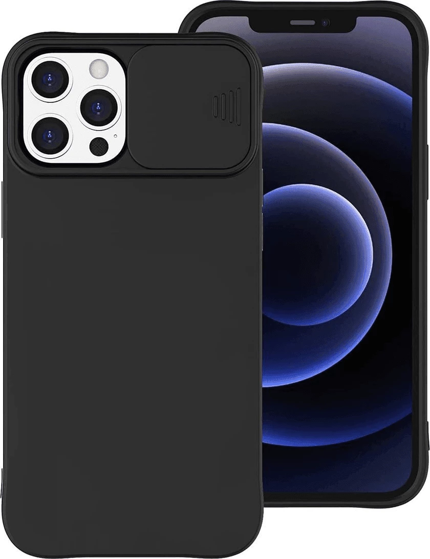 Mbështjellës silikoni ONASI 22473 për iPhone 16 Plus, me mbrojtje kamere (lens cover), i zi