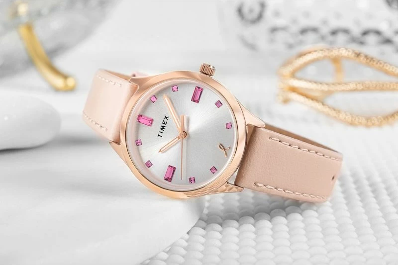 Orë dore femra TIMEX Dress TW2V95800, rozë e artë, set me kuti