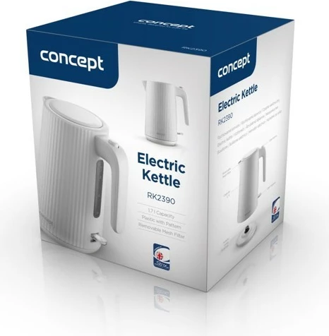 çajnik elektrik, Concept, RK2390, 1.7 L, 2200 W, plastikë, i bardhë