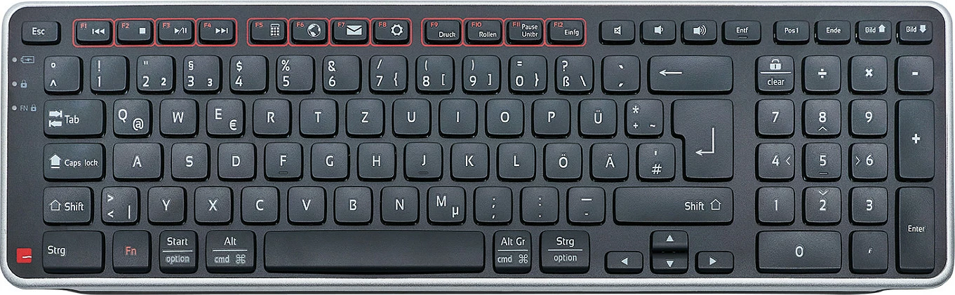 Tastierë wireless CONTOUR DESIGN Balance, QWERTZ (DE), full-size me numpad, zezë/argjend