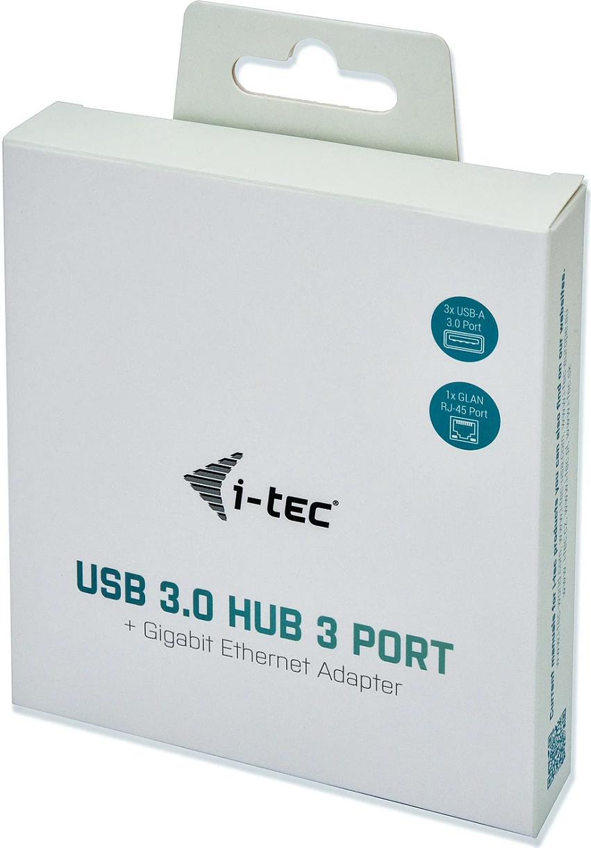 USB HUB i-tec Metal, 3x USB 3.0 + Gigabit Ethernet (RJ-45), USB-A, gri