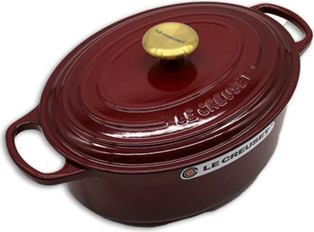 Tenxhere gize ovale, Le Creuset Signature Roaster 29 cm, me kapak, Rhone e kuqe e errët