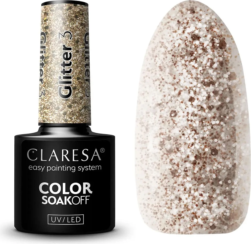 Llak për thonj Claresa Color Soak Off UV/LED Glitter Hybrid për femra 3.5g