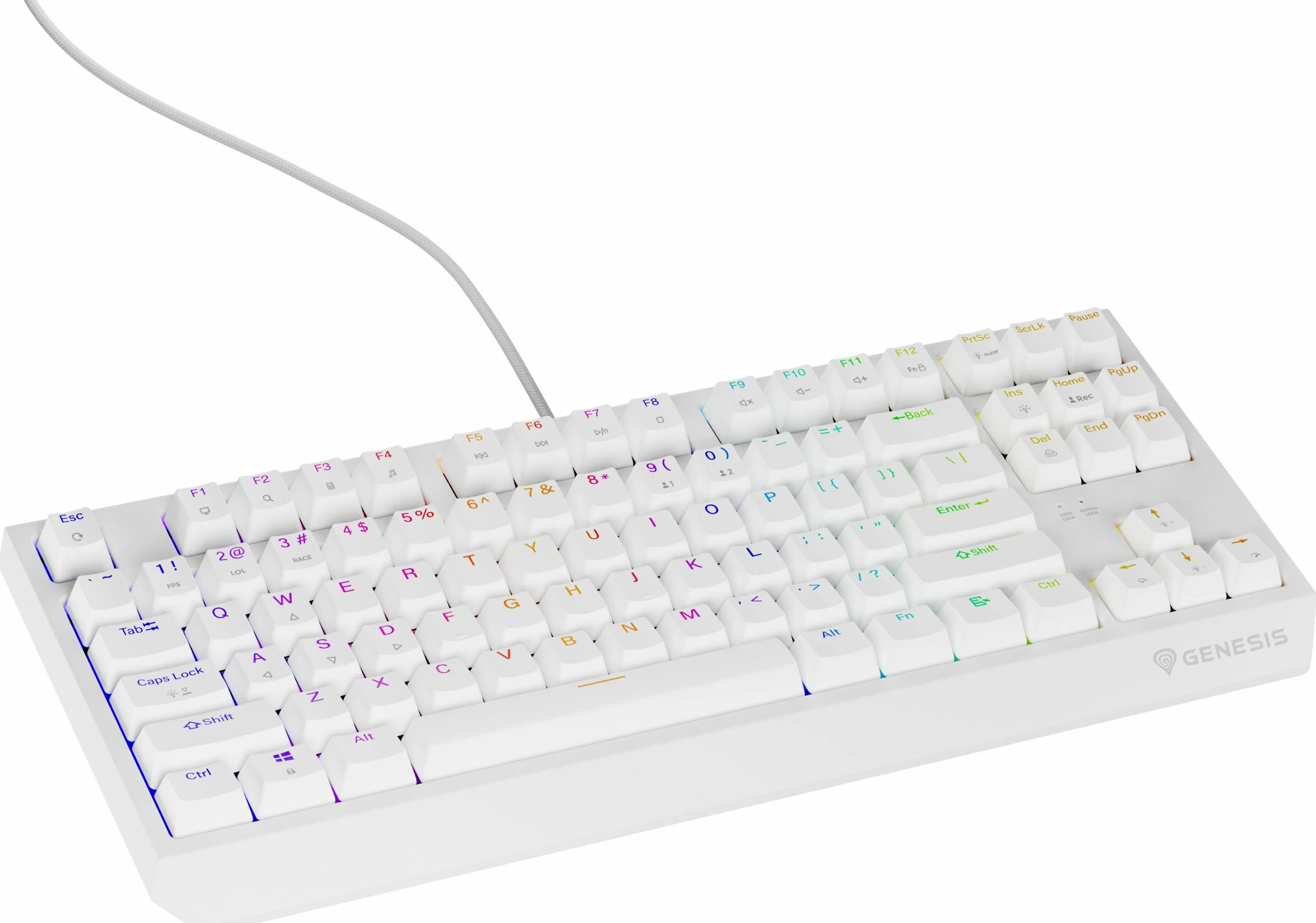 Tastierë gaming Genesis Thor 230 TKL NKG-2080 mekanike Outemu Brown RGB, e bardhë