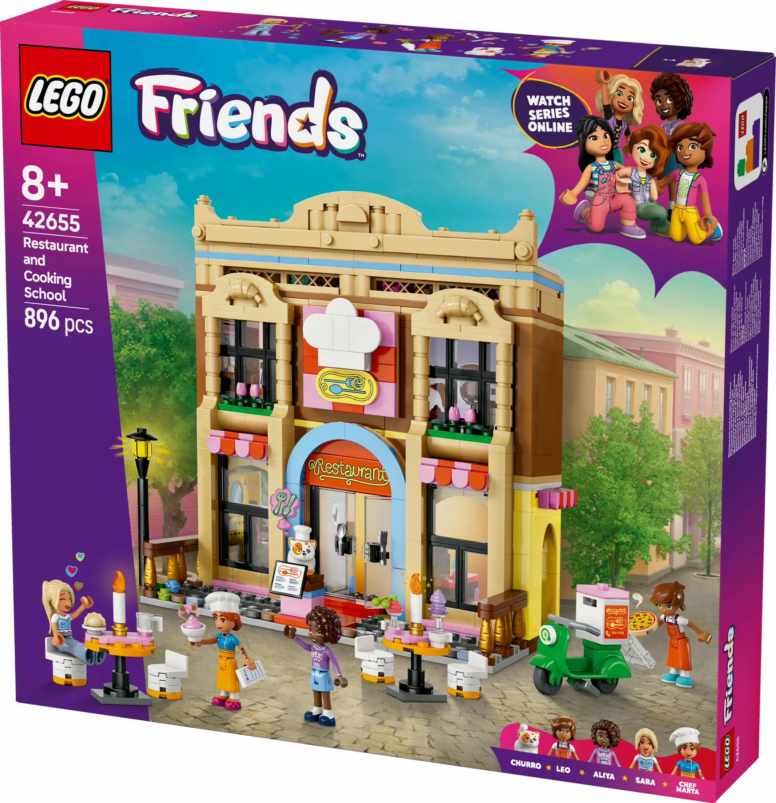 Set ndërtimi LEGO Friends 42655, restorant dhe shkollë gatimi, 896 pjesë, shumëngjyrësh