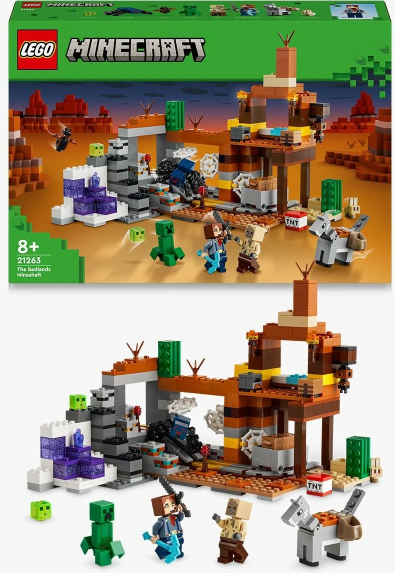 Set ndërtimi LEGO Minecraft 21263 The Badlands Mineshaft, shumëngjyrësh
