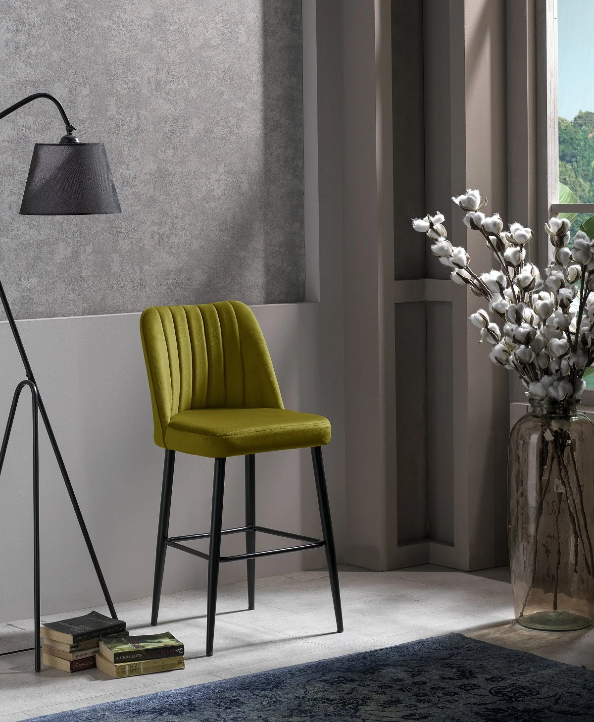 Set karrigesh për bar (4 copë), Hanah Home, Vento, e verdhë