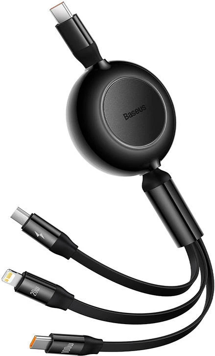 Kabllo multifunksionale Baseus Bright Mirror 4, 3-në-1, USB-C/Micro USB/Lightning, 1.1m, e zezë