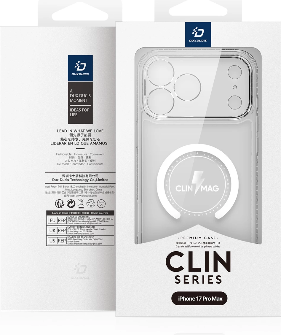 Mbështjellës Dux Ducis Clin Mag për iPhone 17 Pro Max, kompatibil me MagSafe, Transparent