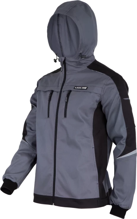 Xhaketë pune LAHTI PRO L4041801, slim fit, me kapuç, madhësia S, gri e çelët/zi