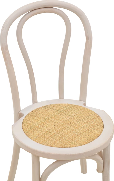 Karrige stackable Vienna Azhel, dru ahu ngjyrë e bardhë, ulëse ratan natyral, 41x50x89cm