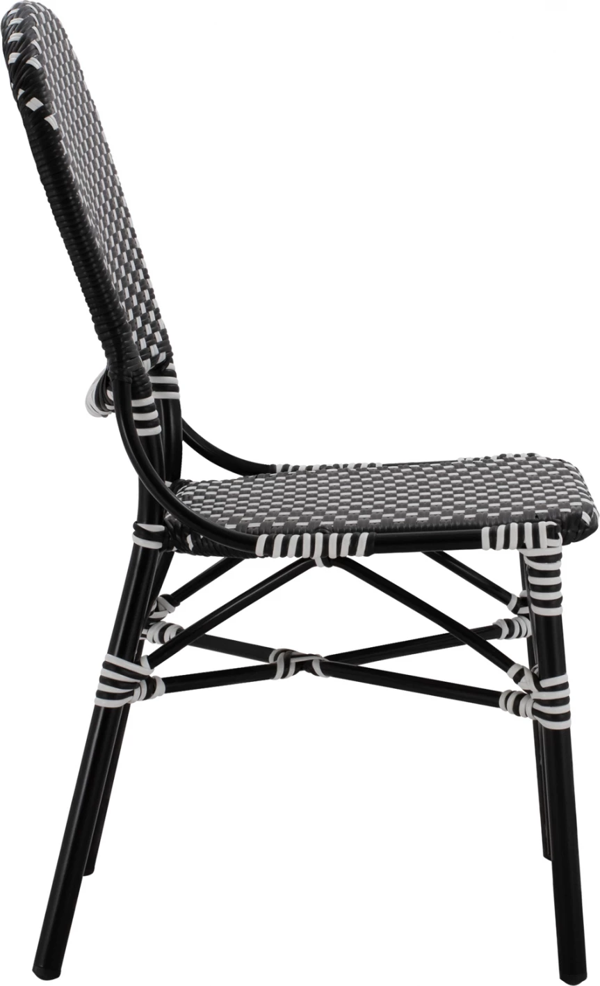 Karrige alumini pamje bambuje me thurje bardhë e zi FH5792.02 46x60x96 cm