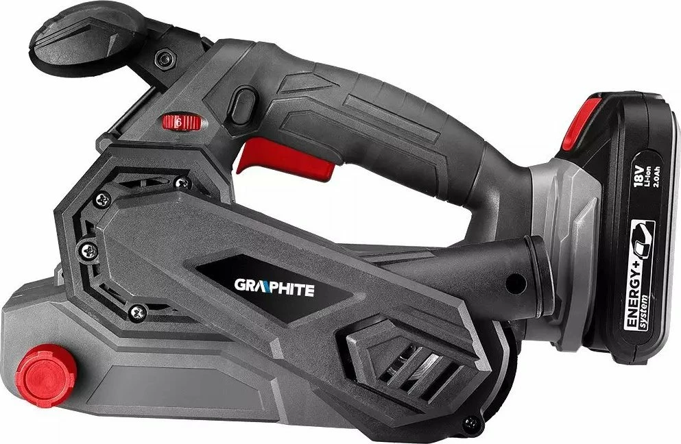 Lëmues me shirit Graphite Energy+ 58GE136 18V, 76x457mm, pa bateri/pa karikues, gri/zi