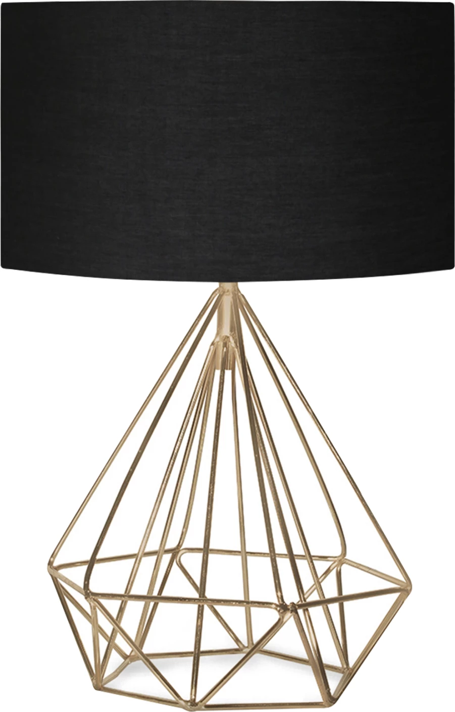 Llambë tavoline, trup metali ari, abazhur cilindrik i zi, FH7606.02