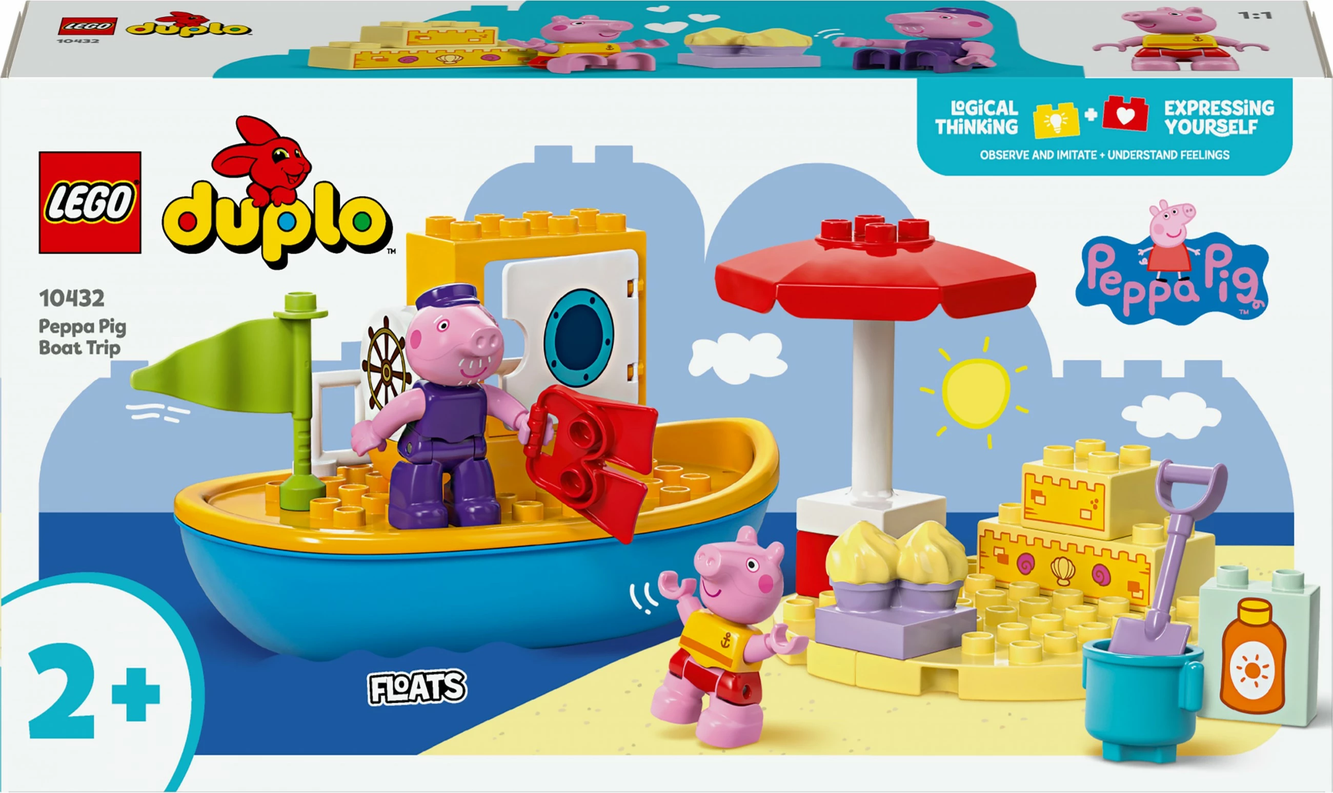 Set ndërtimi LEGO DUPLO 10432 Peppa Pig Boot Trip, 23 pjesë, multikolor