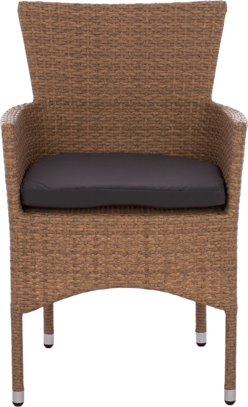 Karrige për jashtë metalike me jastëk & thurje kashte kafe FH5684.02 58x59x84cm