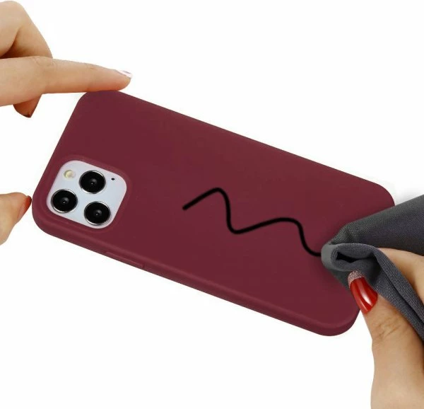 Mbështjellës ONASI 13392 Liquid Silicone për iPhone 13 Pro Max, e kuqe bordo