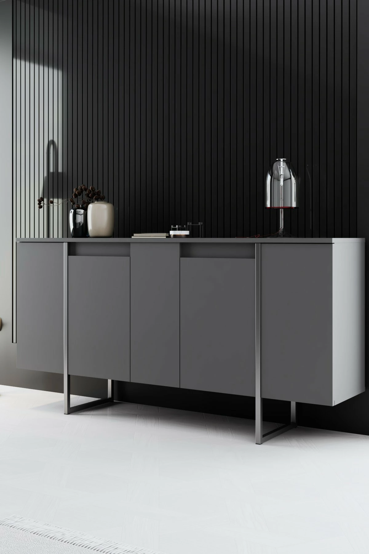 Set mobiljesh për dhomë dite, Hanah Home Luxe, antracit, argjend