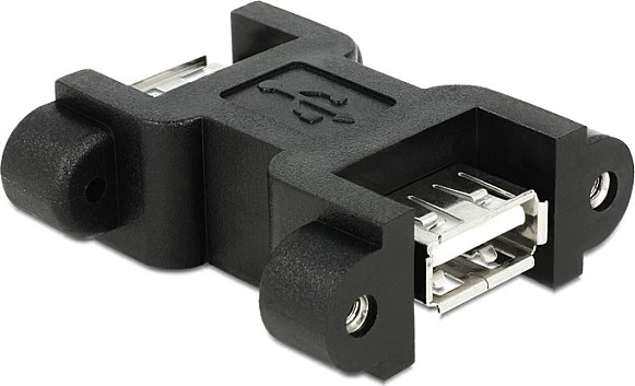 Adapter USB-A DeLOCK 65559, USB 2.0 femër-femër, montim panel, i zi